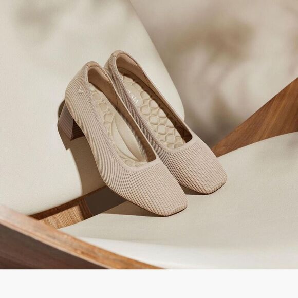 Vivaia Women’s Nude Tan Beige Square-Toe Chunky Heels (Melody Pro) - Picture 13 of 14